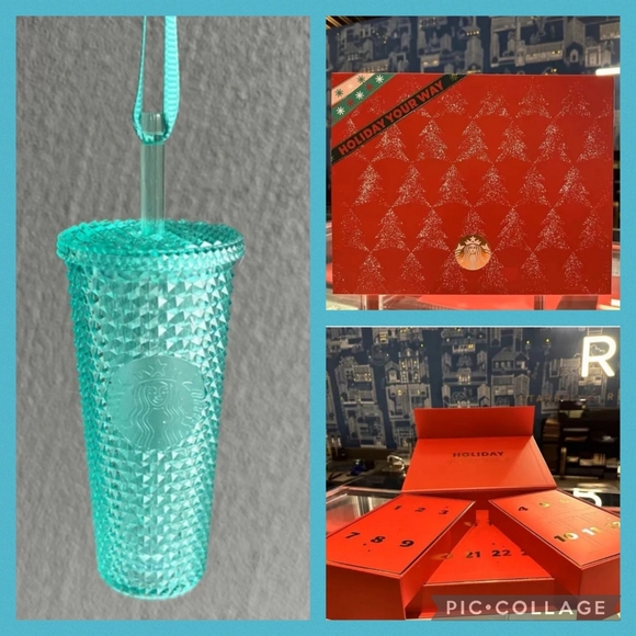 One Starbucks Aqua Bling Studded Keychain Ornament - Picture 1 of 6